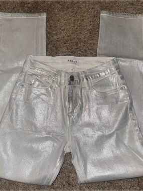 Frame Denim Silver High-Rise Le Straight Jeans